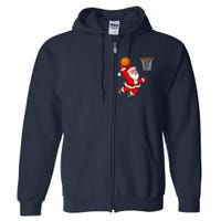 Christmas Santa Claus Dunking A Basketball Funny Xmas Full Zip Hoodie