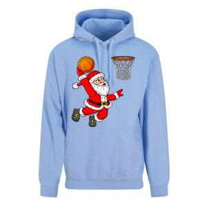 Christmas Santa Claus Dunking A Basketball Funny Xmas Unisex Surf Hoodie