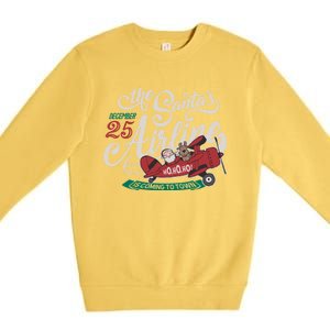 Christmas Santa Claus Flying Airplane Funny Gift Premium Crewneck Sweatshirt