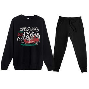 Christmas Santa Claus Flying Airplane Funny Gift Premium Crewneck Sweatsuit Set