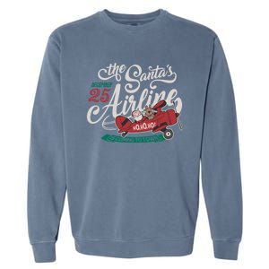 Christmas Santa Claus Flying Airplane Funny Gift Garment-Dyed Sweatshirt