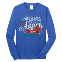 Christmas Santa Claus Flying Airplane Funny Gift Long Sleeve Shirt