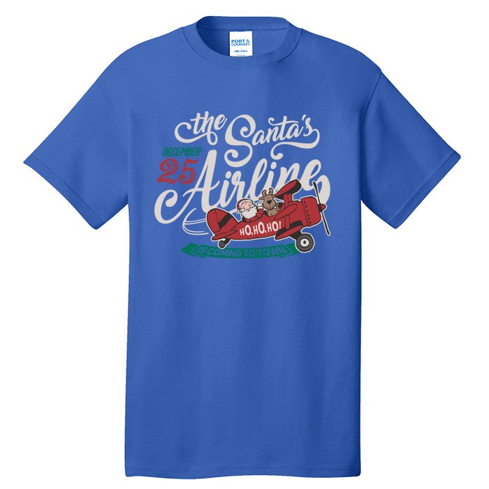 Christmas Santa Claus Flying Airplane Funny Gift Tall T-Shirt