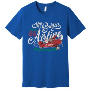 Christmas Santa Claus Flying Airplane Funny Gift Premium T-Shirt