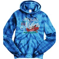 Christmas Santa Claus Flying Airplane Funny Gift Tie Dye Hoodie