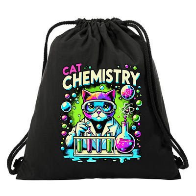 Cat Scientist Chemistry Science Student Feline Lovers Drawstring Bag