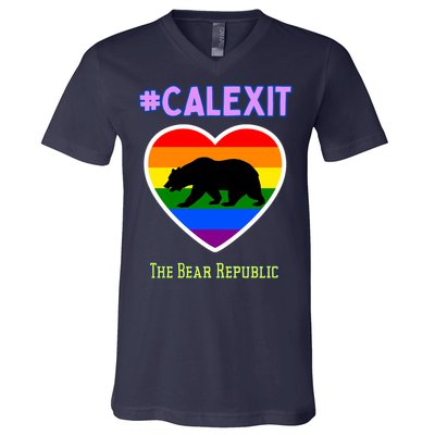 California Secession Calexit Bear Republic V-Neck T-Shirt