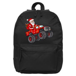 Christmas Santa Claus Riding In Monster Truckxmas 16 in Basic Backpack