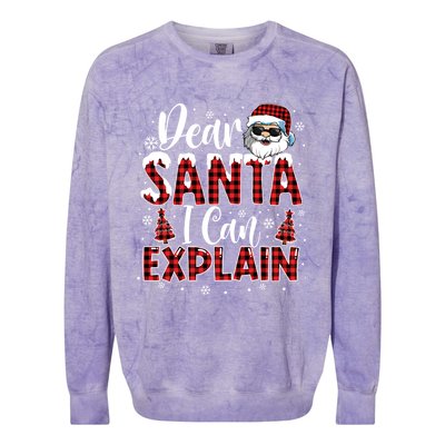 Christmas Santa Claus Red Plaid Dear Santa I Can Explain Gift Colorblast Crewneck Sweatshirt