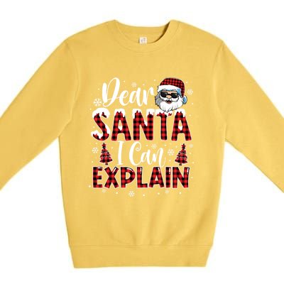 Christmas Santa Claus Red Plaid Dear Santa I Can Explain Gift Premium Crewneck Sweatshirt