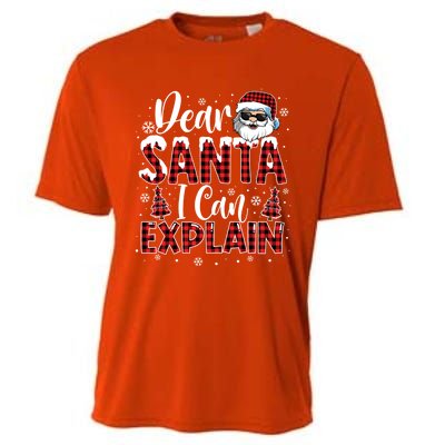 Christmas Santa Claus Red Plaid Dear Santa I Can Explain Gift Cooling Performance Crew T-Shirt