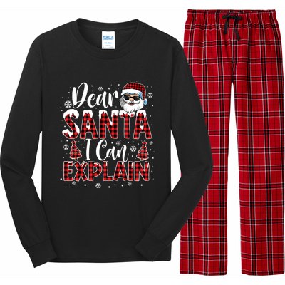 Christmas Santa Claus Red Plaid Dear Santa I Can Explain Gift Long Sleeve Pajama Set