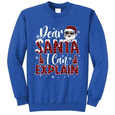 Christmas Santa Claus Red Plaid Dear Santa I Can Explain Gift Sweatshirt