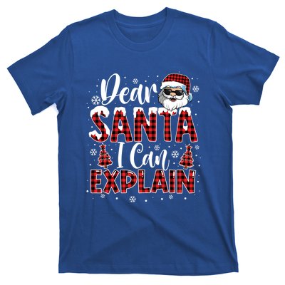 Christmas Santa Claus Red Plaid Dear Santa I Can Explain Gift T-Shirt