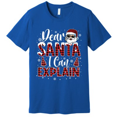 Christmas Santa Claus Red Plaid Dear Santa I Can Explain Gift Premium T-Shirt