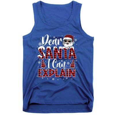 Christmas Santa Claus Red Plaid Dear Santa I Can Explain Gift Tank Top