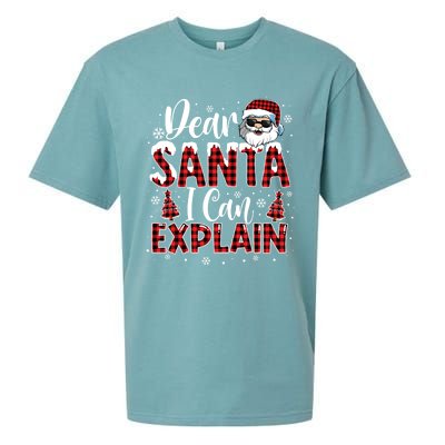 Christmas Santa Claus Red Plaid Dear Santa I Can Explain Gift Sueded Cloud Jersey T-Shirt