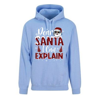 Christmas Santa Claus Red Plaid Dear Santa I Can Explain Gift Unisex Surf Hoodie