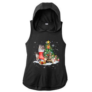 Cat Santa Christmas Tree For Cat Mom Cat Dad Cat Lover Gift Ladies PosiCharge Tri-Blend Wicking Draft Hoodie Tank