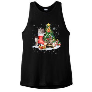 Cat Santa Christmas Tree For Cat Mom Cat Dad Cat Lover Gift Ladies PosiCharge Tri-Blend Wicking Tank