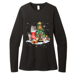 Cat Santa Christmas Tree For Cat Mom Cat Dad Cat Lover Gift Womens CVC Long Sleeve Shirt