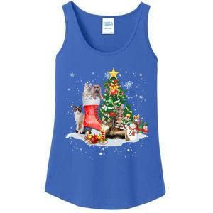 Cat Santa Christmas Tree For Cat Mom Cat Dad Cat Lover Gift Ladies Essential Tank