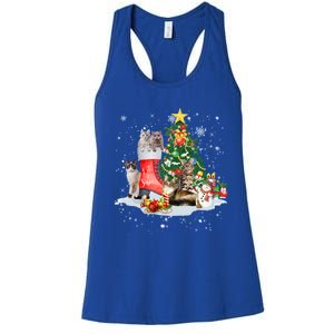 Cat Santa Christmas Tree For Cat Mom Cat Dad Cat Lover Gift Women's Racerback Tank