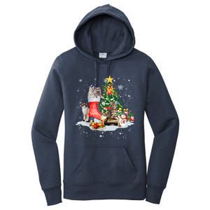 Cat Santa Christmas Tree For Cat Mom Cat Dad Cat Lover Gift Women's Pullover Hoodie