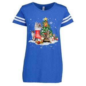 Cat Santa Christmas Tree For Cat Mom Cat Dad Cat Lover Gift Enza Ladies Jersey Football T-Shirt