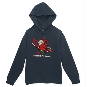 Christmas Santa Claus Is Coming Funny Santa Claus Funny Gift Urban Pullover Hoodie