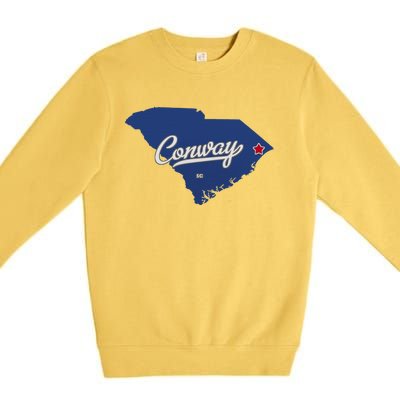 Conway South Carolina Sc Map Premium Crewneck Sweatshirt