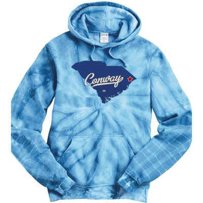 Conway South Carolina Sc Map Tie Dye Hoodie