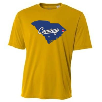 Conway South Carolina Sc Map Cooling Performance Crew T-Shirt