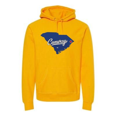 Conway South Carolina Sc Map Premium Hoodie