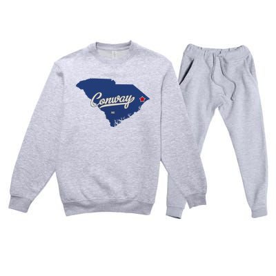 Conway South Carolina Sc Map Premium Crewneck Sweatsuit Set