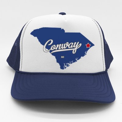 Conway South Carolina Sc Map Trucker Hat