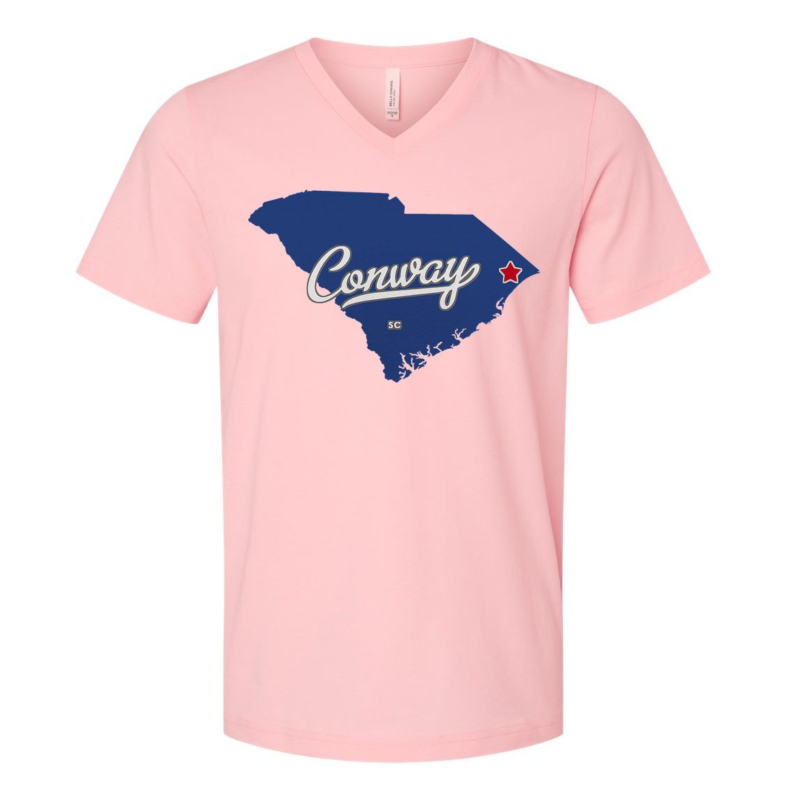 Conway South Carolina Sc Map V-Neck T-Shirt