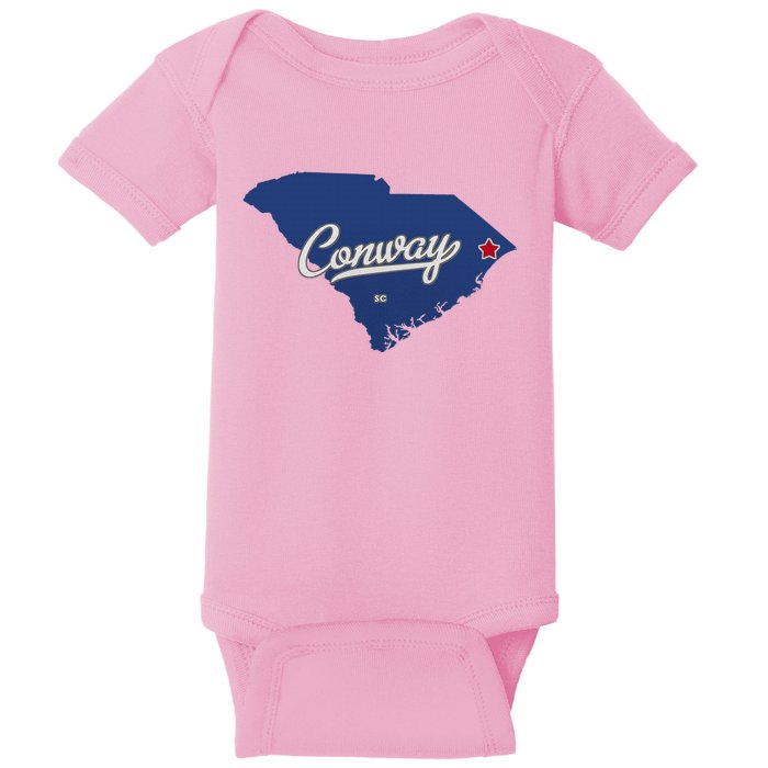 Conway South Carolina Sc Map Baby Bodysuit