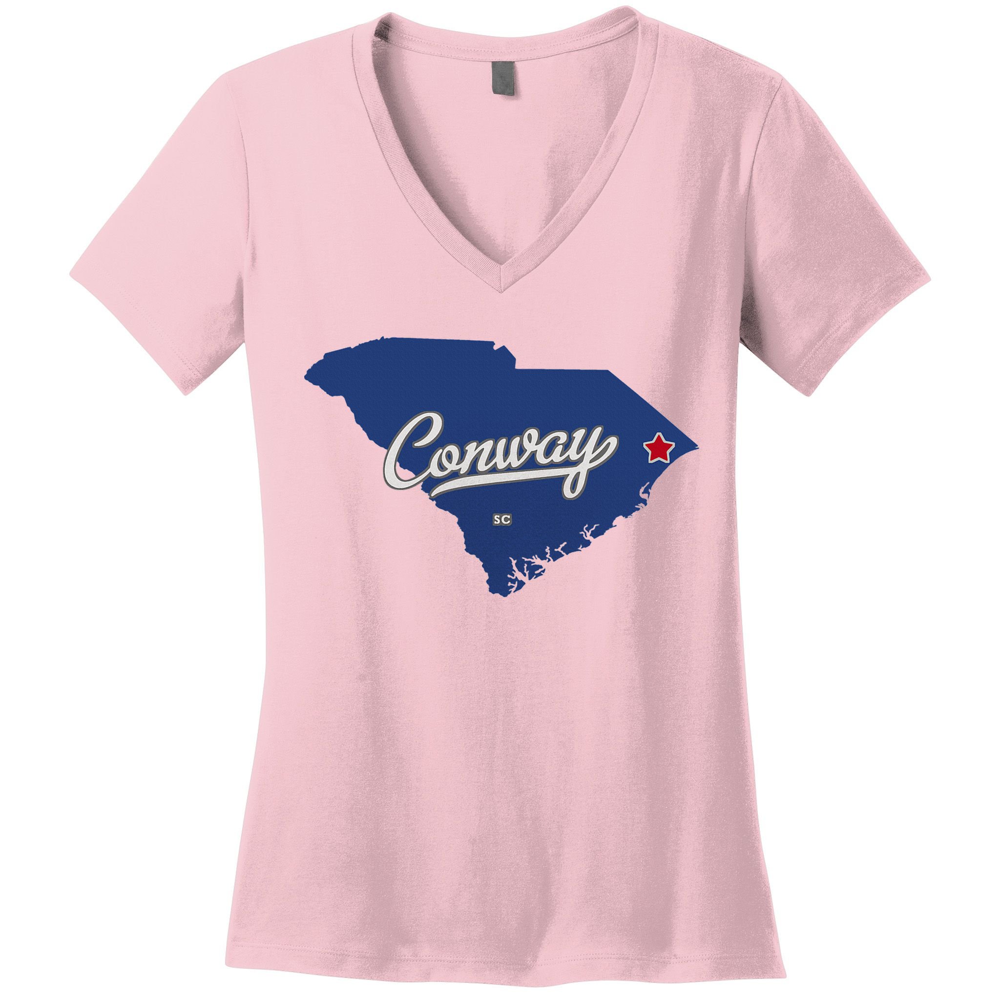 Conway South Carolina Sc Map Women's V-Neck T-Shirt