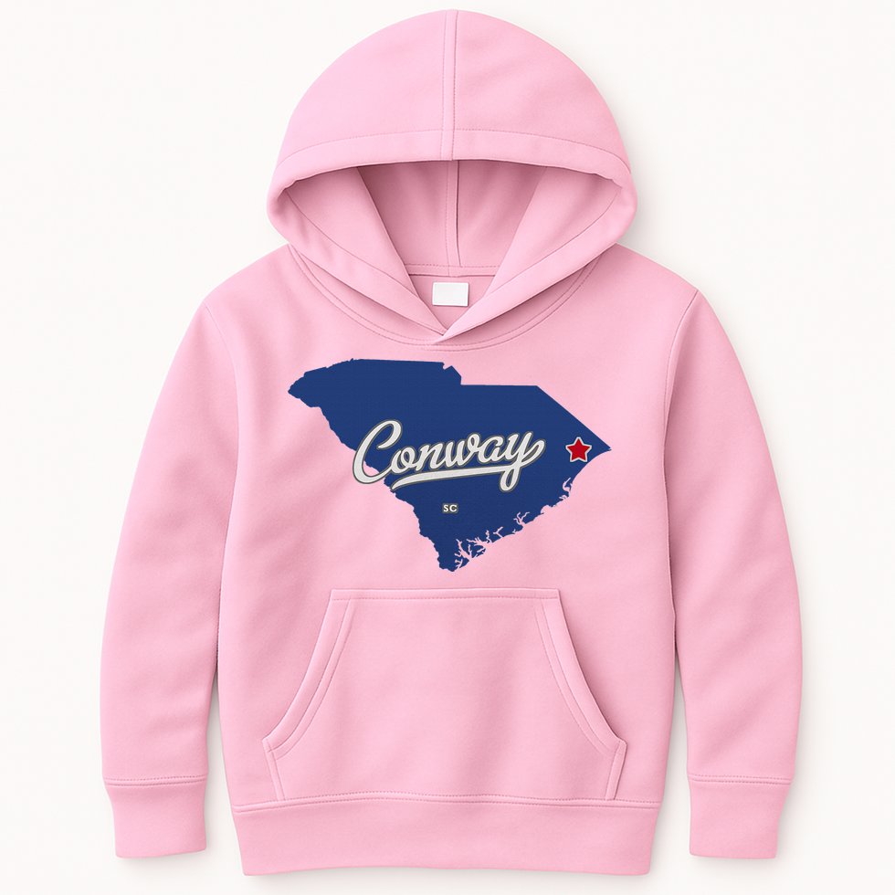 Conway South Carolina Sc Map Kids Hoodie