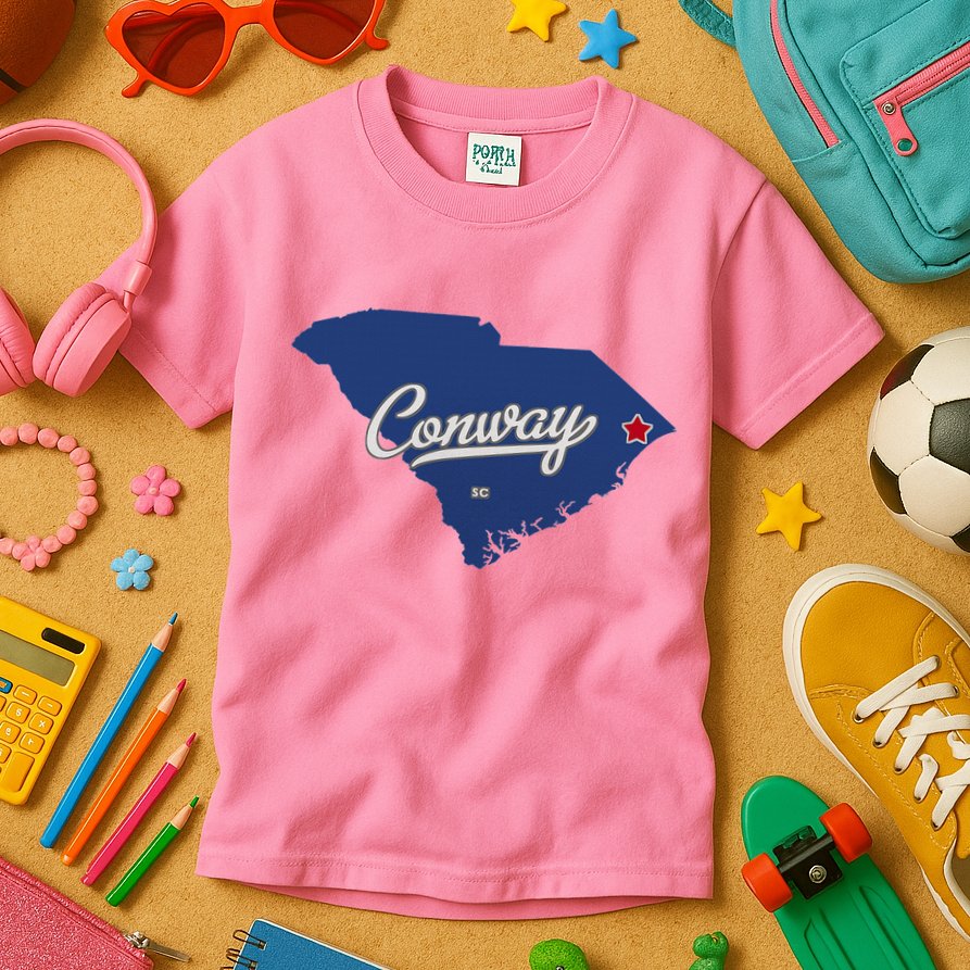 Conway South Carolina Sc Map Kids T-Shirt