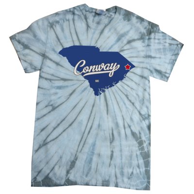 Conway South Carolina Sc Map Tie-Dye T-Shirt