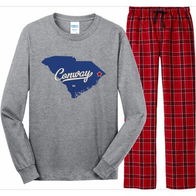 Conway South Carolina Sc Map Long Sleeve Pajama Set