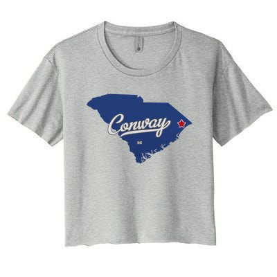 Conway South Carolina Sc Map Women's Crop Top Tee