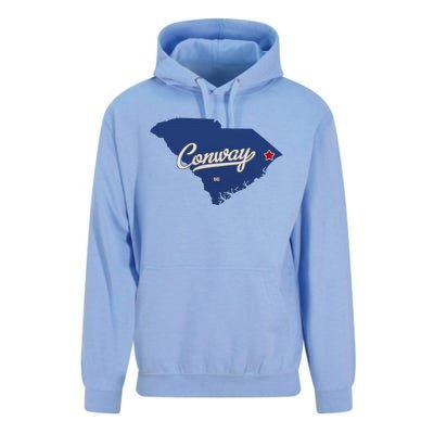 Conway South Carolina Sc Map Unisex Surf Hoodie