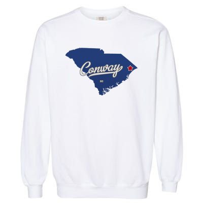 Conway South Carolina Sc Map Garment-Dyed Sweatshirt