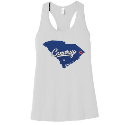 Conway South Carolina Sc Map Women's Racerback Tank