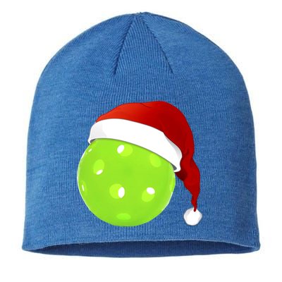 Christmas Santa Claus Hat On A Pickleball Funny Gift Sustainable Beanie