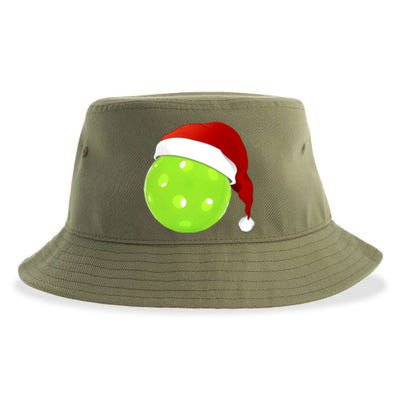 Christmas Santa Claus Hat On A Pickleball Funny Gift Sustainable Bucket Hat