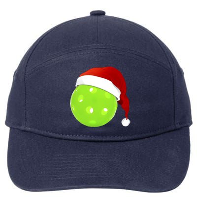 Christmas Santa Claus Hat On A Pickleball Funny Gift 7-Panel Snapback Hat